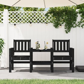 Garden bench with table, 2 seats, solid black pine wood. by , garden benches - Ref: Foro24-825153, Price: 174,63 €, Discount: %