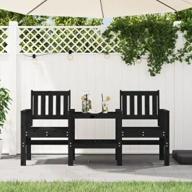Garden bench with table, 2 seats, solid black pine wood. by , garden benches - Ref: Foro24-825153, Price: 172,36 €, Discount: %