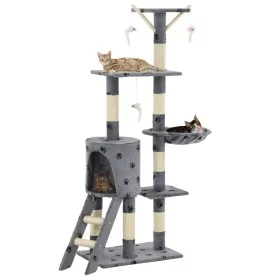 Cat scratching post with sisal post 138 cm gray footprints by vidaXL, Cat furniture - Ref: Foro24-170579, Price: 72,33 €, Dis...