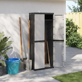 Outdoor storage cabinet in gray and black PP 65x37x165 cm by , Lockers and storage cabinets - Ref: Foro24-364200, Price: 180,...