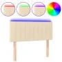 Cream fabric headboard with LED 80x5x78/88 cm by , Headboards and footboards - Ref: Foro24-3121829, Price: 44,30 €, Discount: %