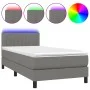 Box spring bed mattress and LED lights dark gray fabric 80x200 cm by , Beds and slatted bases - Ref: Foro24-3133270, Price: 3...