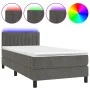 Box spring bed with mattress and LED dark gray velvet 90x190 cm by , Beds and slatted bases - Ref: Foro24-3134496, Price: 288...