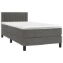 Box spring bed with mattress and LED dark gray velvet 90x190 cm by , Beds and slatted bases - Ref: Foro24-3134496, Price: 288...