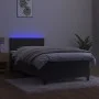 Box spring bed with mattress and LED dark gray velvet 90x190 cm by , Beds and slatted bases - Ref: Foro24-3134496, Price: 288...