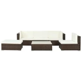 6-teiliges Gartenmöbel-Set und Kissen Kunstrattan braun von vidaXL, Gartensets - Ref: Foro24-44606, Preis: 444,89 €, Rabatt: %