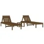 Tumbonas con mesa 2 uds madera maciza de pino marrón miel de , Tumbonas - Ref: Foro24-3157682, Precio: 239,62 €, Descuento: %
