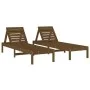 Tumbonas con mesa 2 uds madera maciza de pino marrón miel de , Tumbonas - Ref: Foro24-3157682, Precio: 239,62 €, Descuento: %