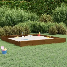 Sandbox with square seats solid honey brown pine wood by , sandboxes - Ref: Foro24-825047, Price: 145,76 €, Discount: %