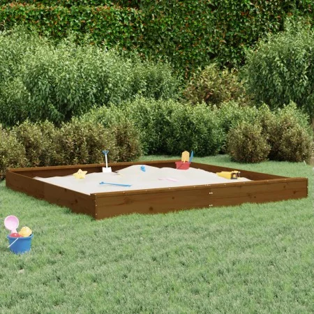 Sandbox with square seats solid honey brown pine wood by , sandboxes - Ref: Foro24-825047, Price: 145,76 €, Discount: %