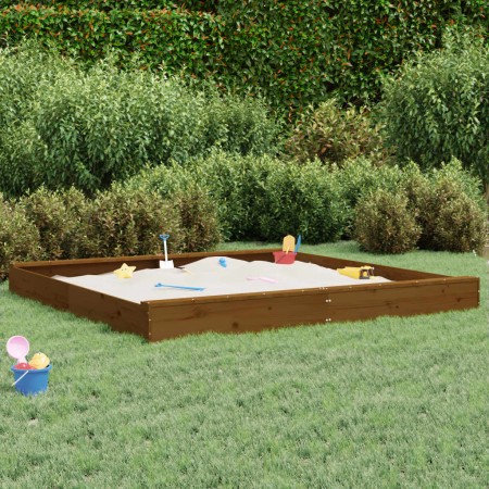 Sandkasten mit quadratischen Sitzen aus massivem honigbraunem Kiefernholz von , Sandkästen - Ref: Foro24-825047, Preis: 148,1...
