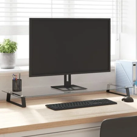 Tempered glass and black metal monitor support 100x35x8 cm by , Computer bases and risers - Ref: Foro24-374230, Price: 48,34 ...