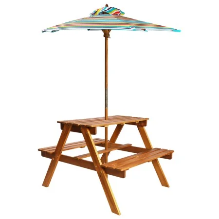 Children's picnic table and solid acacia umbrella 79x90x60 cm by vidaXL, Garden tables - Ref: Foro24-43990, Price: 134,84 €, ...