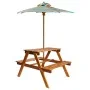 Children's picnic table and solid acacia umbrella 79x90x60 cm by vidaXL, Garden tables - Ref: Foro24-43990, Price: 134,84 €, ...
