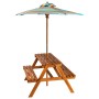 Kinderpicknicktisch und Sonnenschirm aus massiver Akazie 79x90x60 cm von vidaXL, Gartentische - Ref: Foro24-43990, Preis: 137...