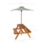 Kinderpicknicktisch und Sonnenschirm aus massiver Akazie 79x90x60 cm von vidaXL, Gartentische - Ref: Foro24-43990, Preis: 137...