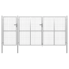Silbernes Gartentor aus Stahl, 400 x 150 cm von vidaXL, Gartentore - Ref: Foro24-144349, Preis: 596,92 €, Rabatt: %