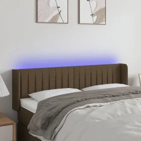 Dark brown fabric headboard with LED 147x16x78/88 cm by , Headboards and footboards - Ref: Foro24-3123475, Price: 68,87 €, Di...