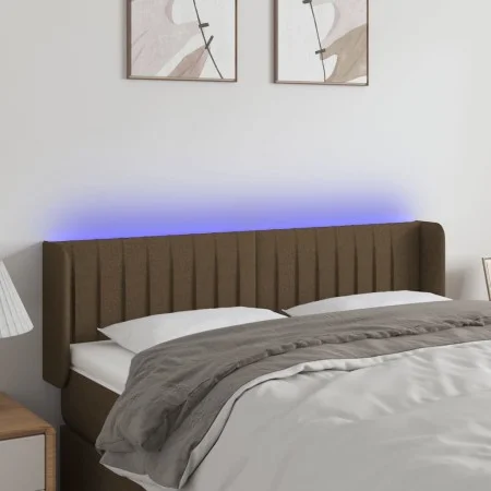 Dark brown fabric headboard with LED 147x16x78/88 cm by , Headboards and footboards - Ref: Foro24-3123475, Price: 68,87 €, Di...