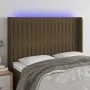 Cabecero con LED de tela marrón oscuro 147x16x118/128 cm de , Cabeceros y pies de cama - Ref: Foro24-3124287, Precio: 116,12 ...