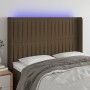 Kopfteil mit LED aus dunkelbraunem Stoff 147x16x118/128 cm von , Kopf- und Fußteile - Ref: Foro24-3124287, Preis: 119,52 €, R...