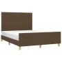 Bed frame with headboard in brown fabric 140x200 cm by , Beds and slatted bases - Ref: Foro24-3125222, Price: 209,51 €, Disco...