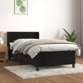 Box spring bed with black synthetic leather mattress 90x190 cm by , Beds and slatted bases - Ref: Foro24-3131053, Price: 294,...