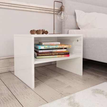 Nachttisch aus glänzend weißem Sperrholz, 40 x 30 x 30 cm von vidaXL, Nachttische - Ref: Foro24-800075, Preis: 28,74 €, Rabat...