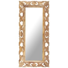 Brauner handgeschnitzter Spiegel 110x50 cm aus massivem Mangoholz von , Spiegel - Ref: Foro24-321640, Preis: 127,96 €, Rabatt: %
