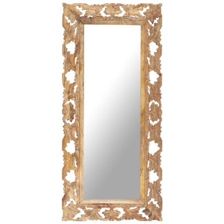 Brown hand carved mirror 110x50 cm solid mango wood by , Mirrors - Ref: Foro24-321640, Price: 127,96 €, Discount: %