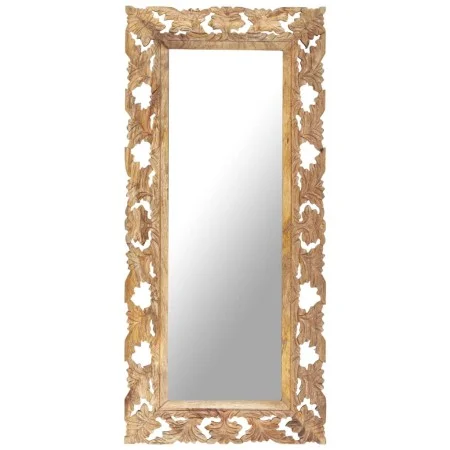 Brown hand carved mirror 110x50 cm solid mango wood by , Mirrors - Ref: Foro24-321640, Price: 125,33 €, Discount: %