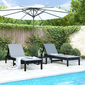 Tumbonas 2 unidades madera maciza de pino negro 199,5x60x74 cm de , Tumbonas - Ref: Foro24-825074, Precio: 159,91 €, Descuent...