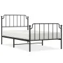 Bed frame with headboard and black metal footboard 100x190cm by , Beds and slatted bases - Ref: Foro24-373899, Price: 73,13 €...
