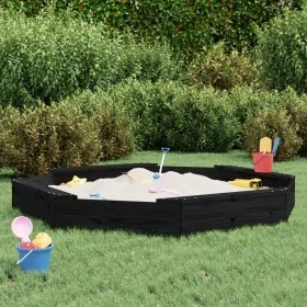 Sandbox with octagon seats solid black pine wood by , sandboxes - Ref: Foro24-825020, Price: 80,02 €, Discount: %
