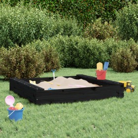 Sandbox with square seats in solid black pine wood by , sandboxes - Ref: Foro24-825034, Price: 61,76 €, Discount: %