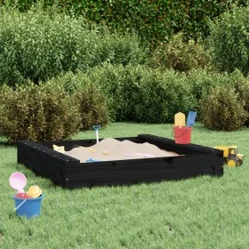 Sandbox with square seats in solid black pine wood by , sandboxes - Ref: Foro24-825034, Price: 60,89 €, Discount: %