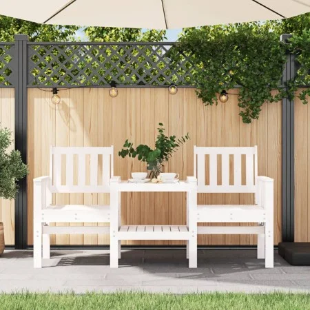 Garden bench with 2-seater table solid white pine wood by , garden benches - Ref: Foro24-825150, Price: 162,10 €, Discount: %