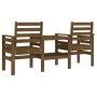 Banco jardín con mesa 2 plazas madera maciza pino marrón miel de , Bancos de jardín - Ref: Foro24-825159, Precio: 179,69 €, D...