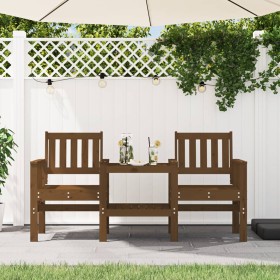 Garden bench with 2-seater table solid honey brown pine wood by , garden benches - Ref: Foro24-825152, Price: 179,65 €, Disco...