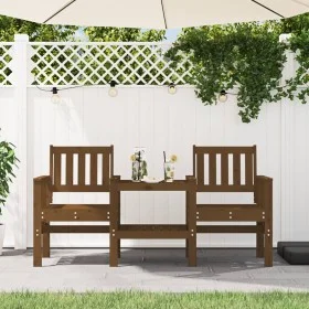 Garden bench with 2-seater table solid honey brown pine wood by , garden benches - Ref: Foro24-825152, Price: 176,78 €, Disco...