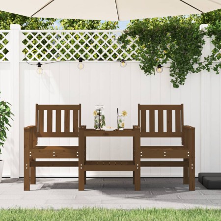 Garden bench with 2-seater table solid honey brown pine wood by , garden benches - Ref: Foro24-825152, Price: 179,65 €, Disco...
