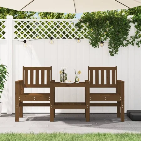 Gartenbank mit 2-Sitzer-Tisch aus massivem honigbraunem Kiefernholz von , Gartenbänke - Ref: Foro24-825152, Preis: 179,65 €, ...