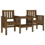 Garden bench with 2-seater table solid honey brown pine wood by , garden benches - Ref: Foro24-825152, Price: 179,65 €, Disco...