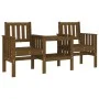 Garden bench with 2-seater table solid honey brown pine wood by , garden benches - Ref: Foro24-825152, Price: 176,78 €, Disco...