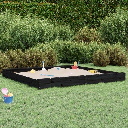 Sandkasten mit quadratischen Sitzen aus massivem schwarzem Kiefernholz von , Sandkästen - Ref: Foro24-825048, Preis: 148,78 €...