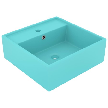 Lavabo cuadrado rebosadero cerámica verde claro mate 41x41 cm en Lavabos | Comprar online en Foro24