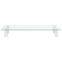 Monitorständer aus gehärtetem Glas und weißem Metall, 60 x 35 x 8 cm von , Computersockel und -erhöhungen - Ref: Foro24-37422...