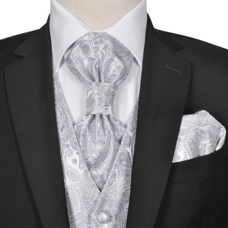 Accesorios boda para hombre chaleco de cachemira plateado talla