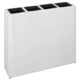 Hoher Pflanzkasten mit 4 weißen synthetischen Rattantöpfen von vidaXL, Töpfe und Pflanzgefäße - Ref: Foro24-45427, Preis: 156...