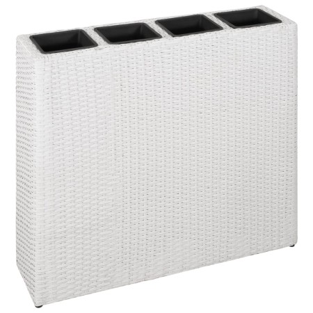 Hoher Pflanzkasten mit 4 weißen synthetischen Rattantöpfen von vidaXL, Töpfe und Pflanzgefäße - Ref: Foro24-45427, Preis: 156...